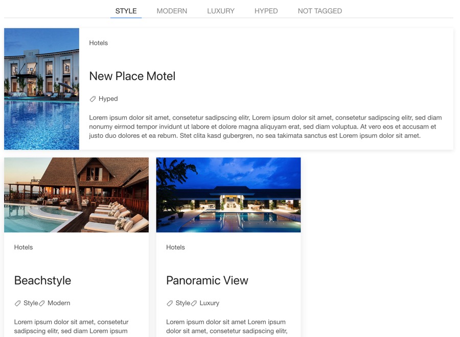 Exposer Grid Layout grouped by Article Tags exposer grid grouped by tags