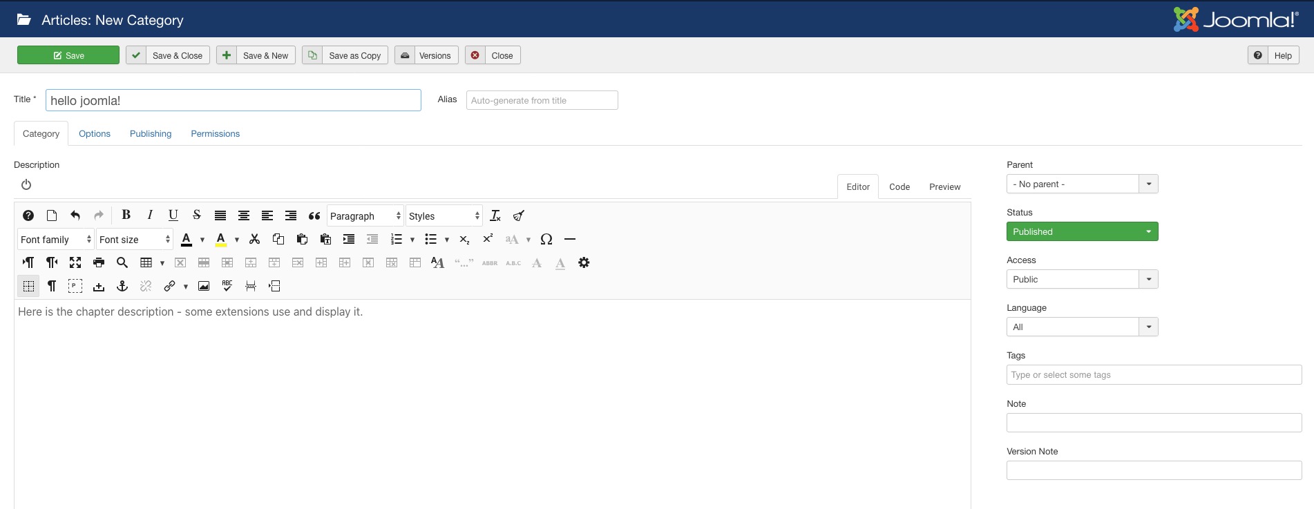 hello joomla cat