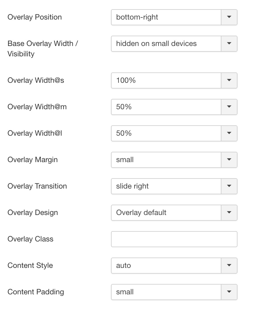WidgetsBox Slideshow overlay set config